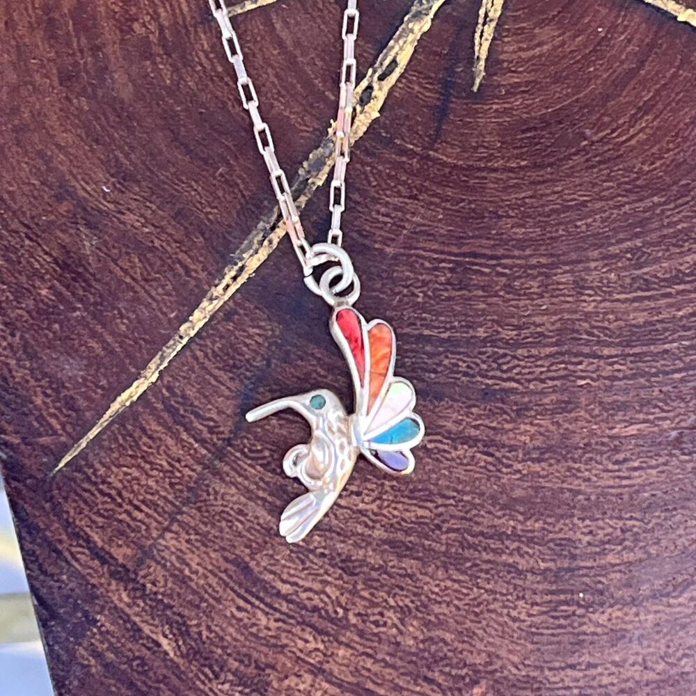 Hummingbird Necklace 950 silver bird pendant